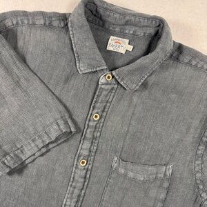 Faherty Men’s L 100% Linen Charcoal Grey Short Sleeve Shirt